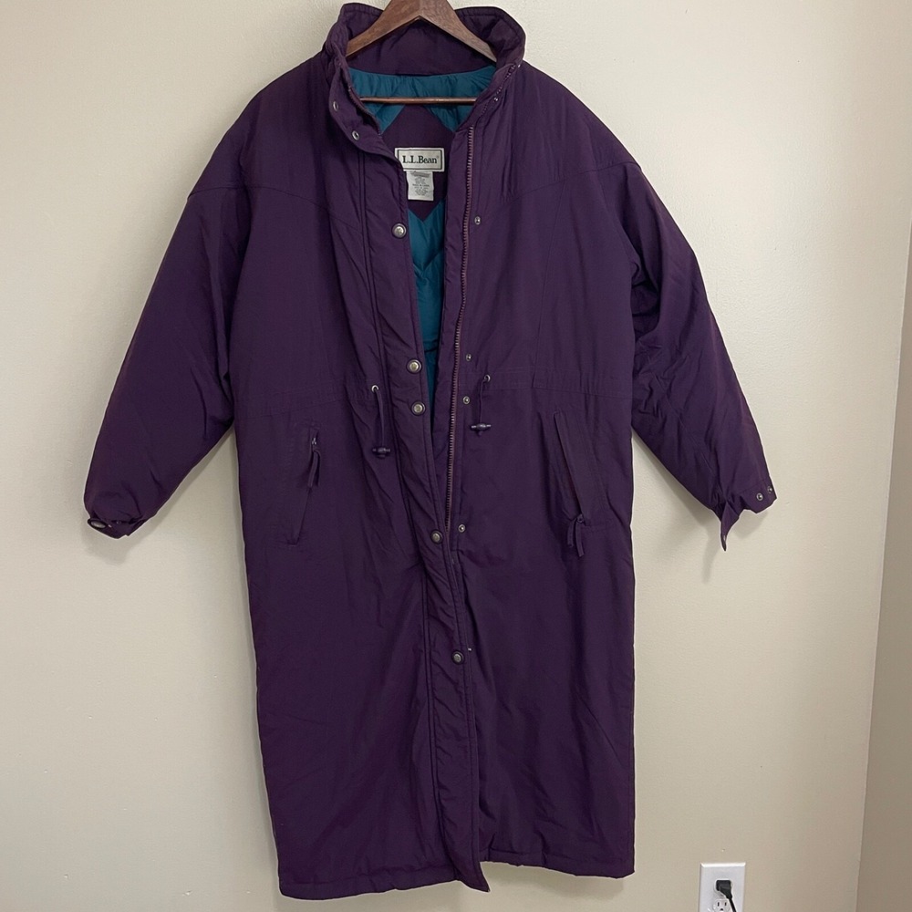 VTG LL Bean Womens Large GOOSE DOWN Long‎ Full Length Winter Coat Jacket FLAWED